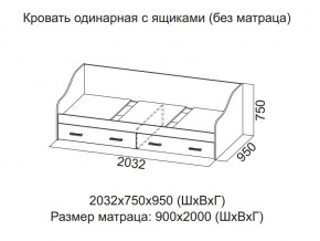 Кровать одинарная с ящиками (Без матраца 0,9*2,0) в Чердыни - cherdyn.магазин96.com | фото